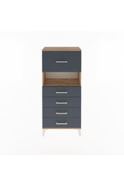 Arges Dolap Tek Raflı 5 Çekmeceli 60x30x134 Çam-Antrasit