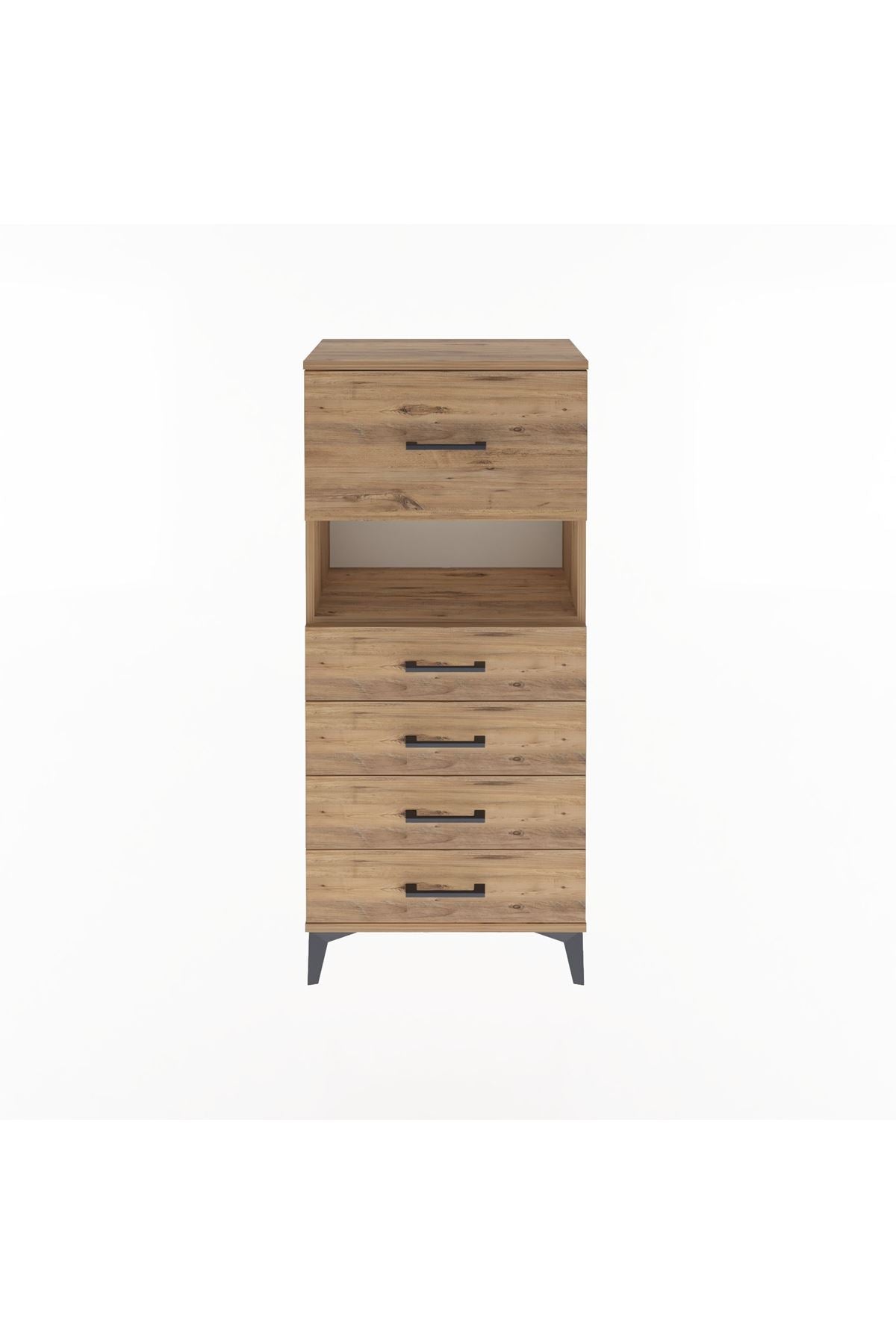 Arges Dolap Tek Raflı 5 Çekmeceli 60x30x134 Çam-Çam