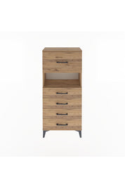 Arges Dolap Tek Raflı 5 Çekmeceli 60x30x134 Çam-Çam
