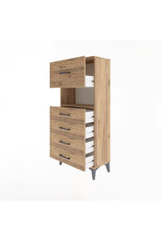 Arges Dolap Tek Raflı 5 Çekmeceli 60x30x134 Çam-Çam