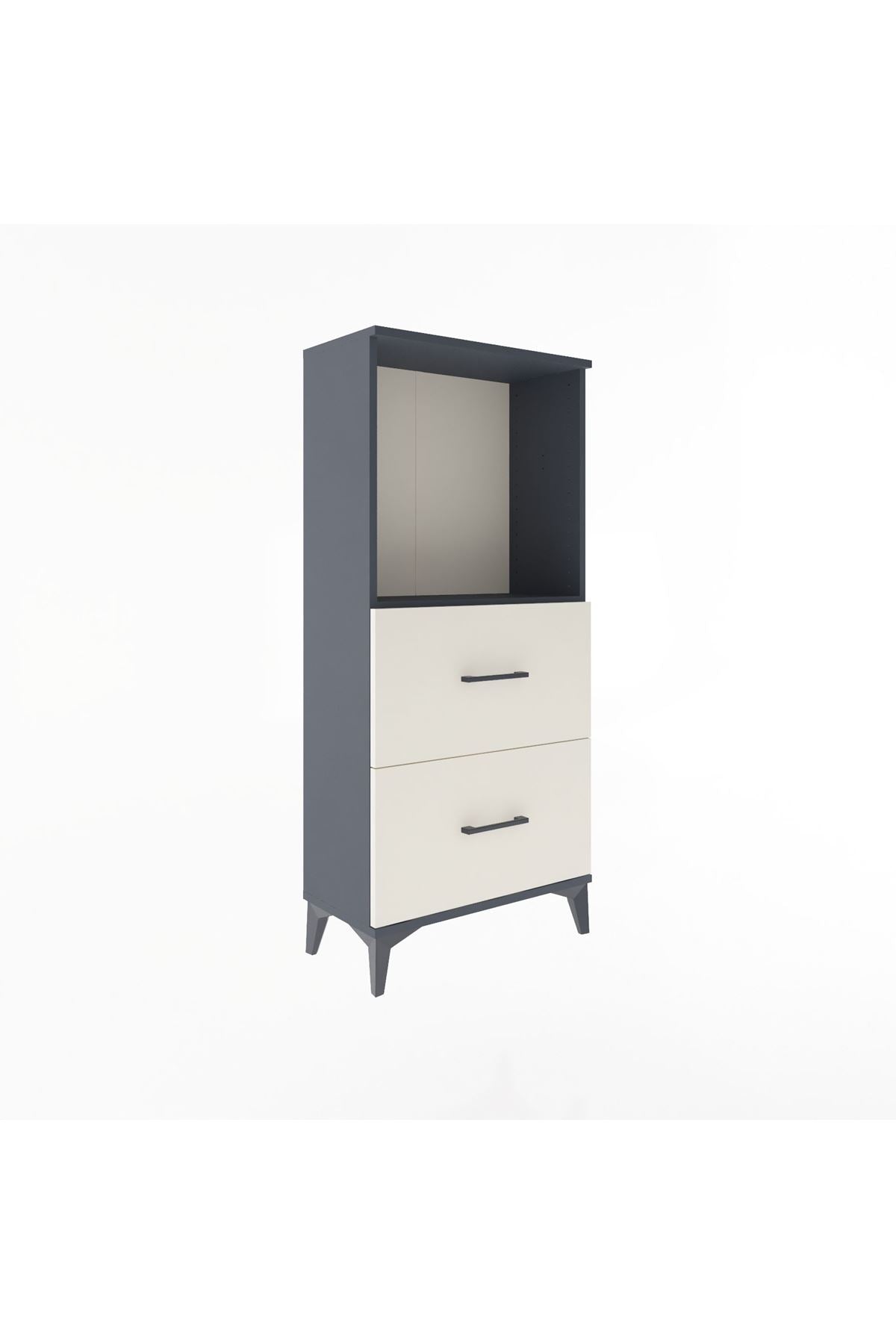 Arges Dolap Tek Raflı 2 Çekmeceli 60x30x134 Antrasit-Aytaşı