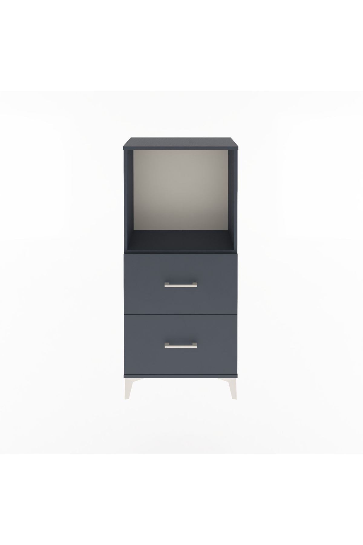 Arges Dolap Tek Raflı 2 Çekmeceli 60x30x134 Antrasit-Antrasit