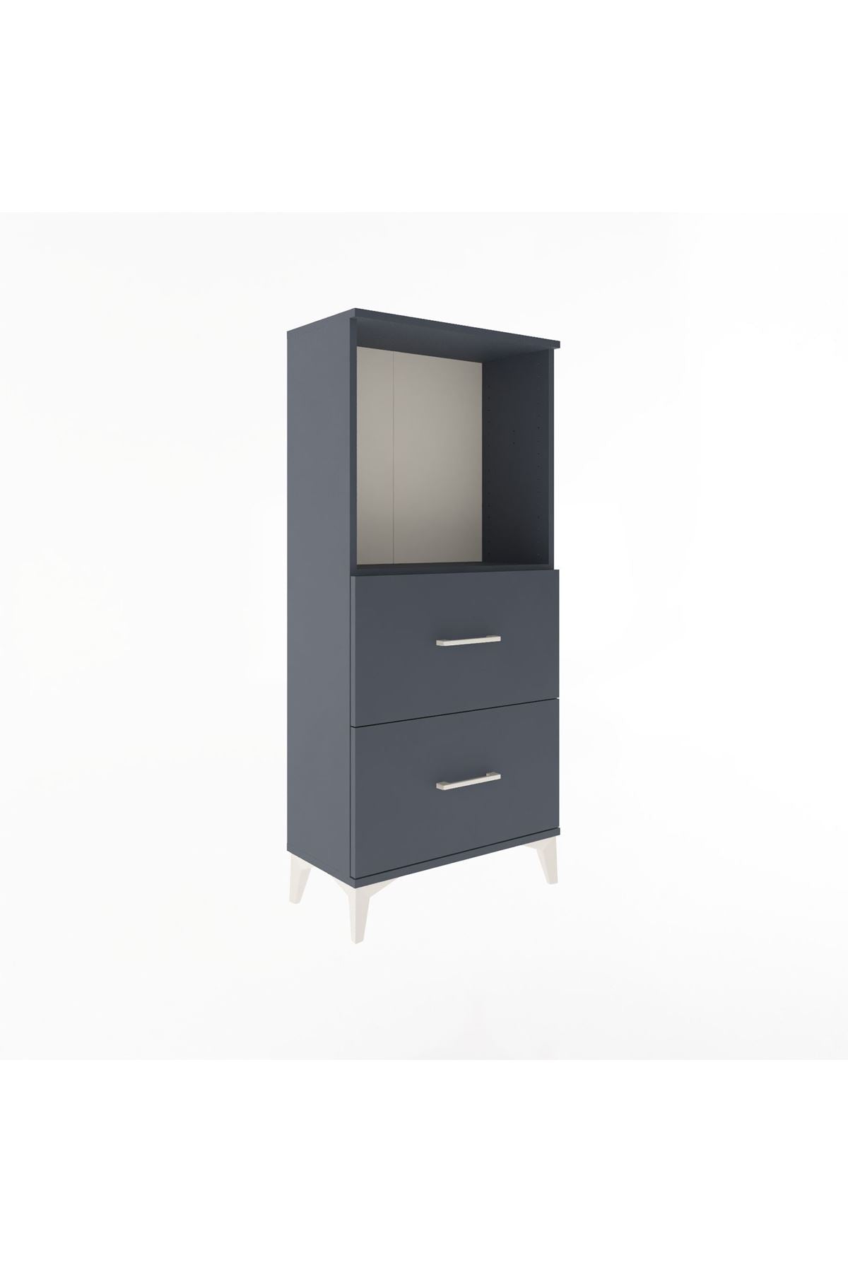 Arges Dolap Tek Raflı 2 Çekmeceli 60x30x134 Antrasit-Antrasit