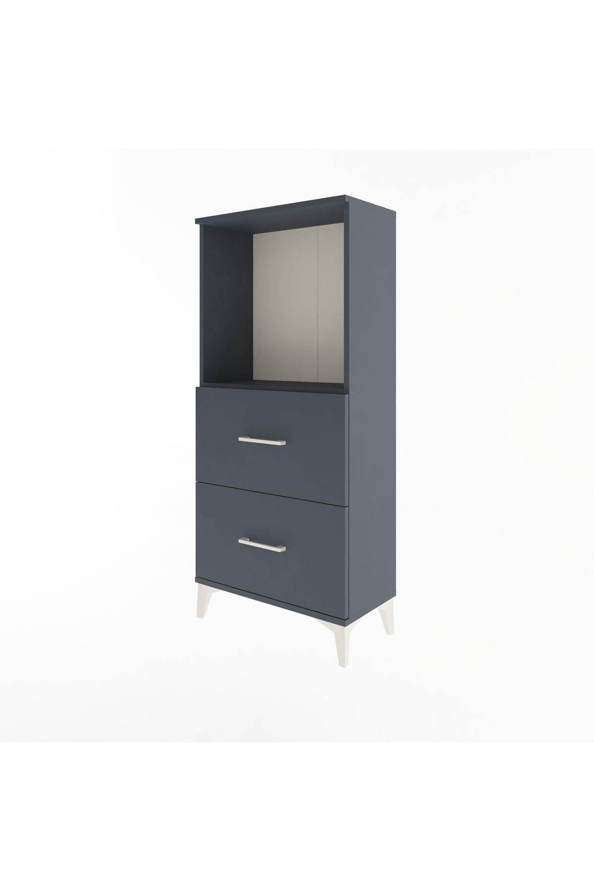 Arges Dolap Tek Raflı 2 Çekmeceli 60x30x134 Antrasit-Antrasit