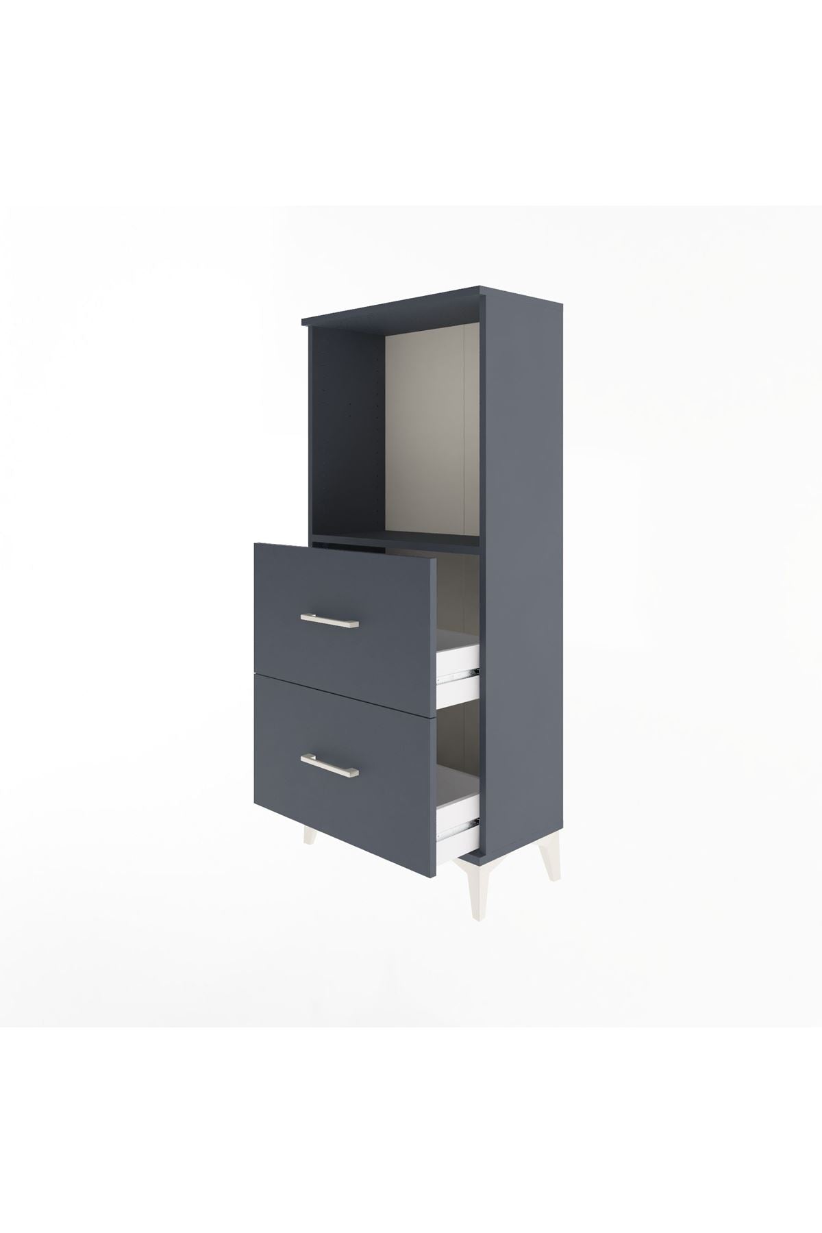 Arges Dolap Tek Raflı 2 Çekmeceli 60x30x134 Antrasit-Antrasit