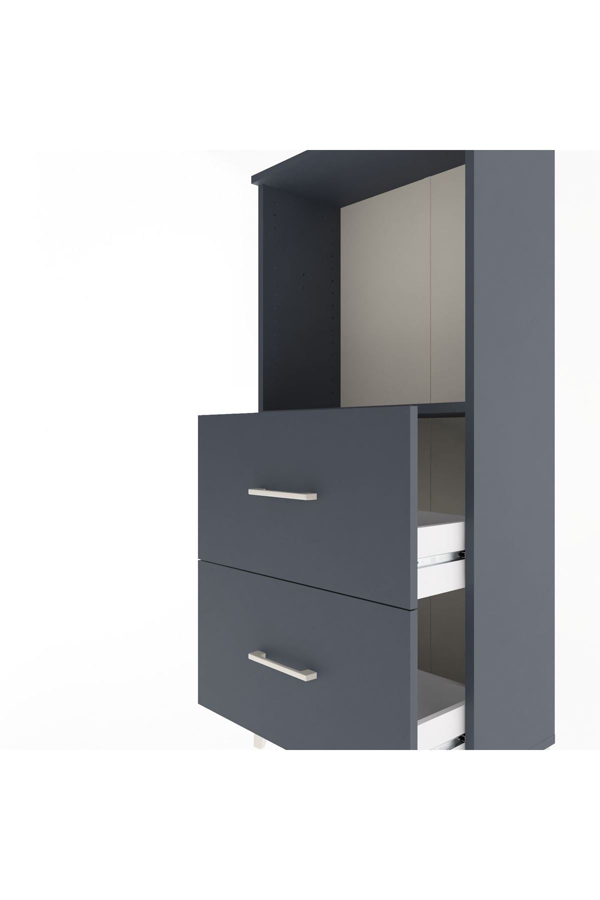 Arges Dolap Tek Raflı 2 Çekmeceli 60x30x134 Antrasit-Antrasit