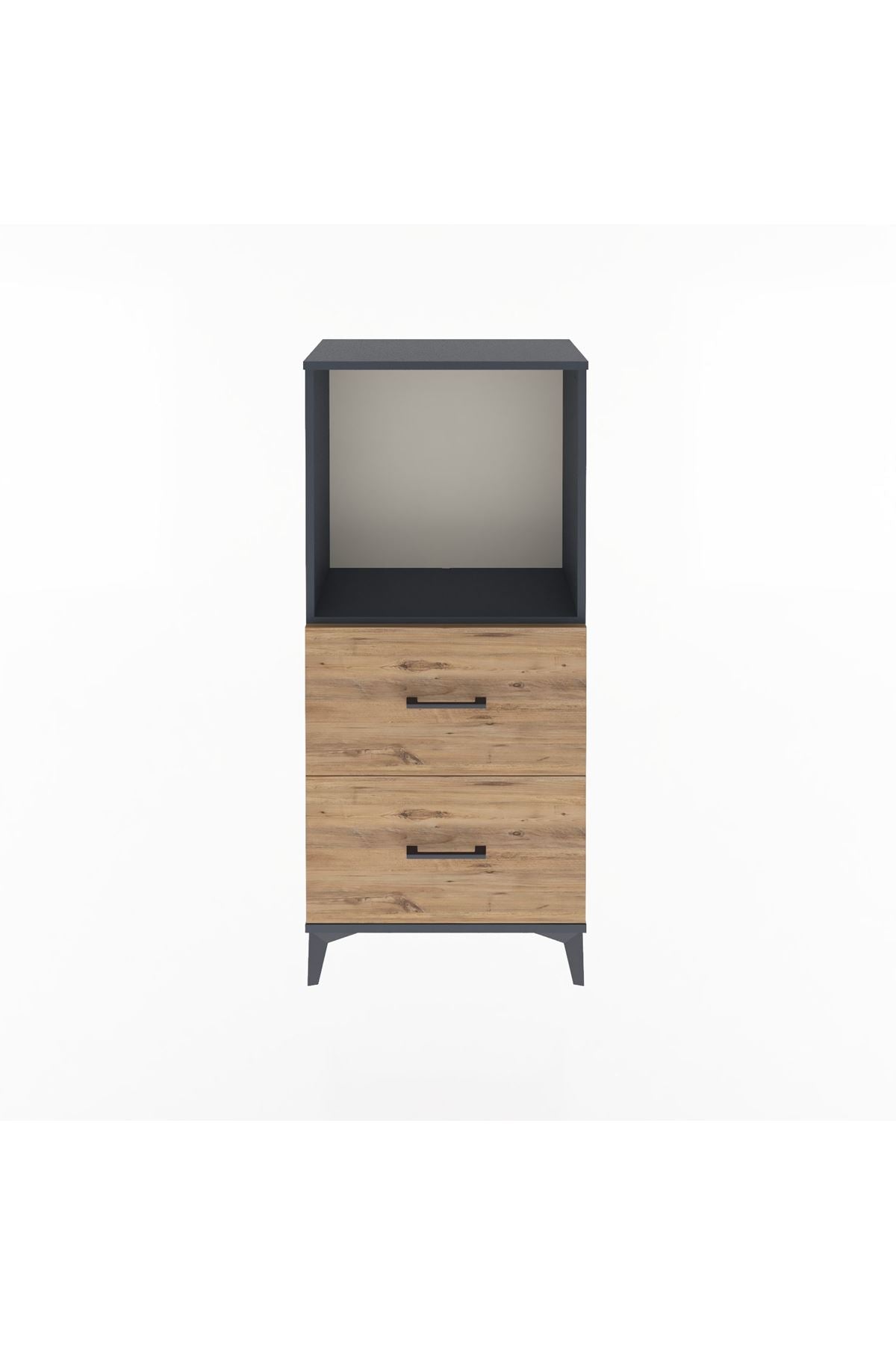 Arges Dolap Tek Raflı 2 Çekmeceli 60x30x134 Antrasit-Çam