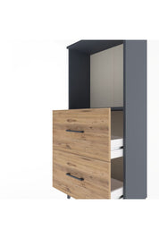 Arges Dolap Tek Raflı 2 Çekmeceli 60x30x134 Antrasit-Çam