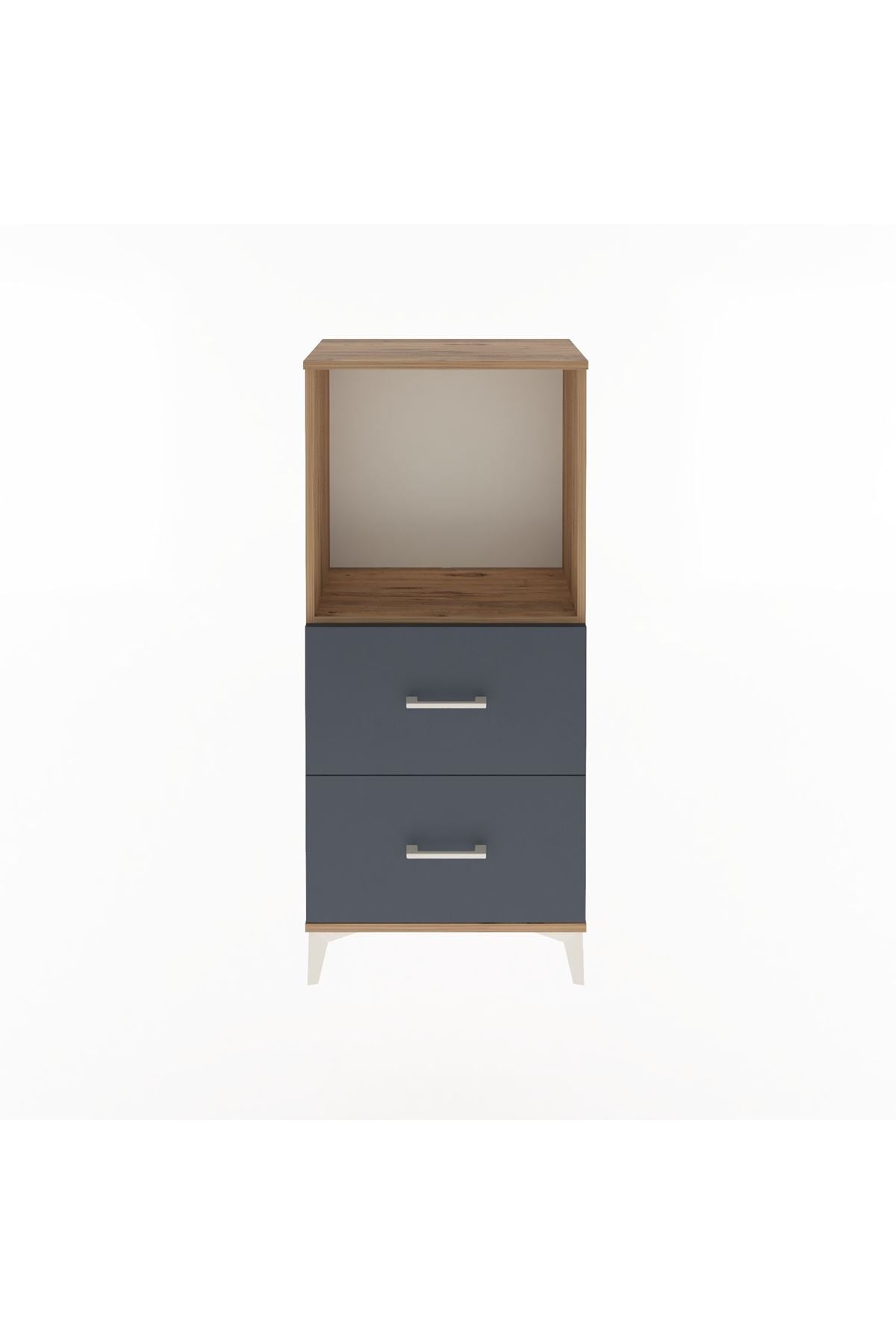 Arges Dolap Tek Raflı 2 Çekmeceli 60x30x134 Çam-Antrasit