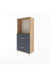 Arges Dolap Tek Raflı 2 Çekmeceli 60x30x134 Çam-Antrasit