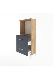 Arges Dolap Tek Raflı 2 Çekmeceli 60x30x134 Çam-Antrasit