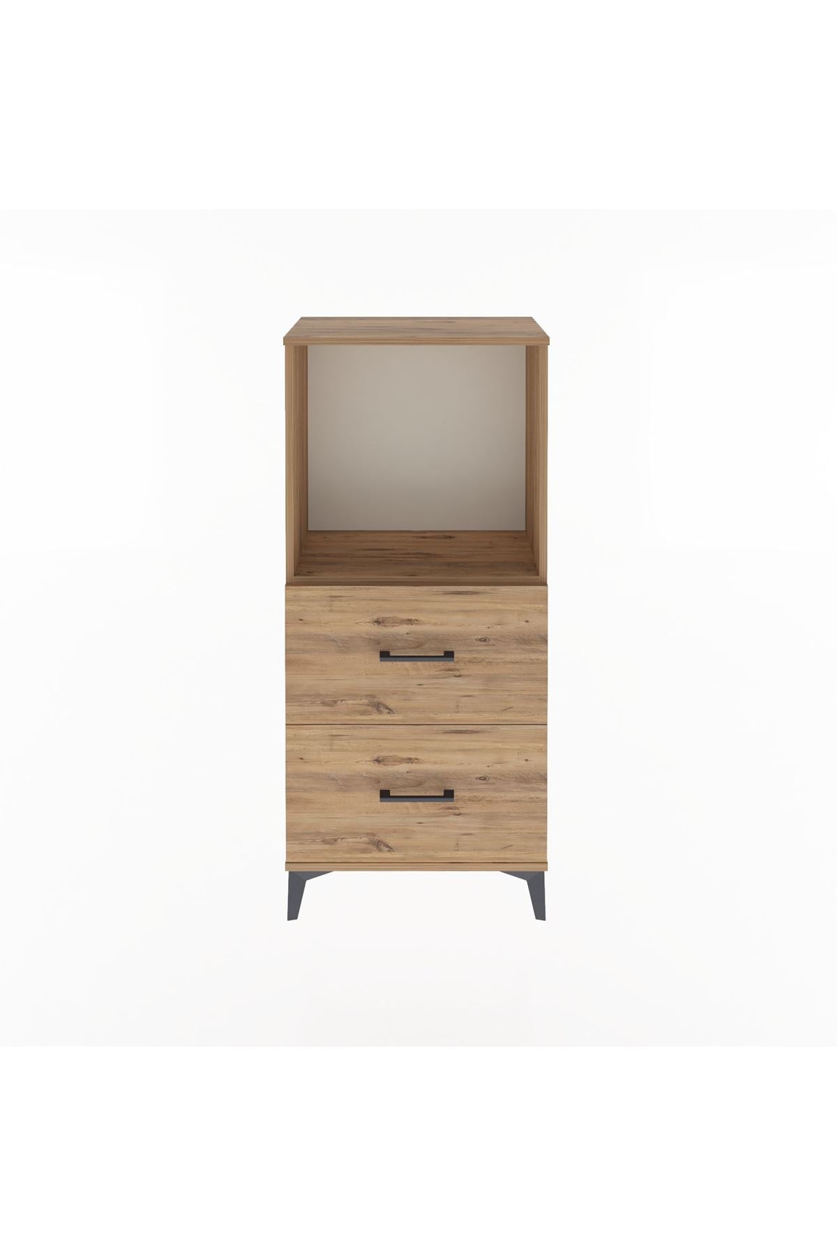 Arges Dolap Tek Raflı 2 Çekmeceli 60x30x134 Çam-Çam