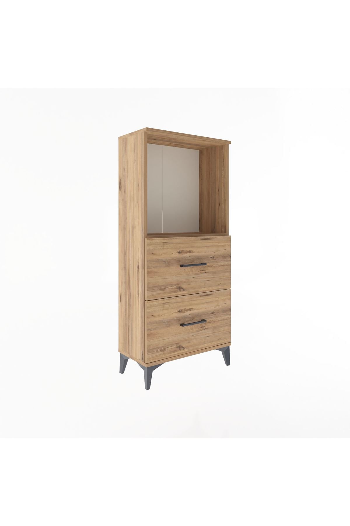 Arges Dolap Tek Raflı 2 Çekmeceli 60x30x134 Çam-Çam