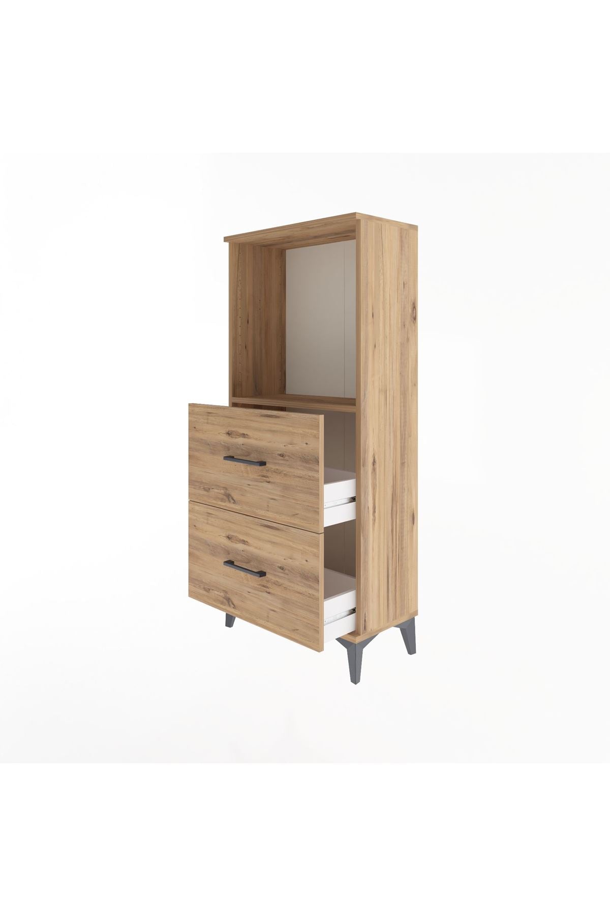 Arges Dolap Tek Raflı 2 Çekmeceli 60x30x134 Çam-Çam