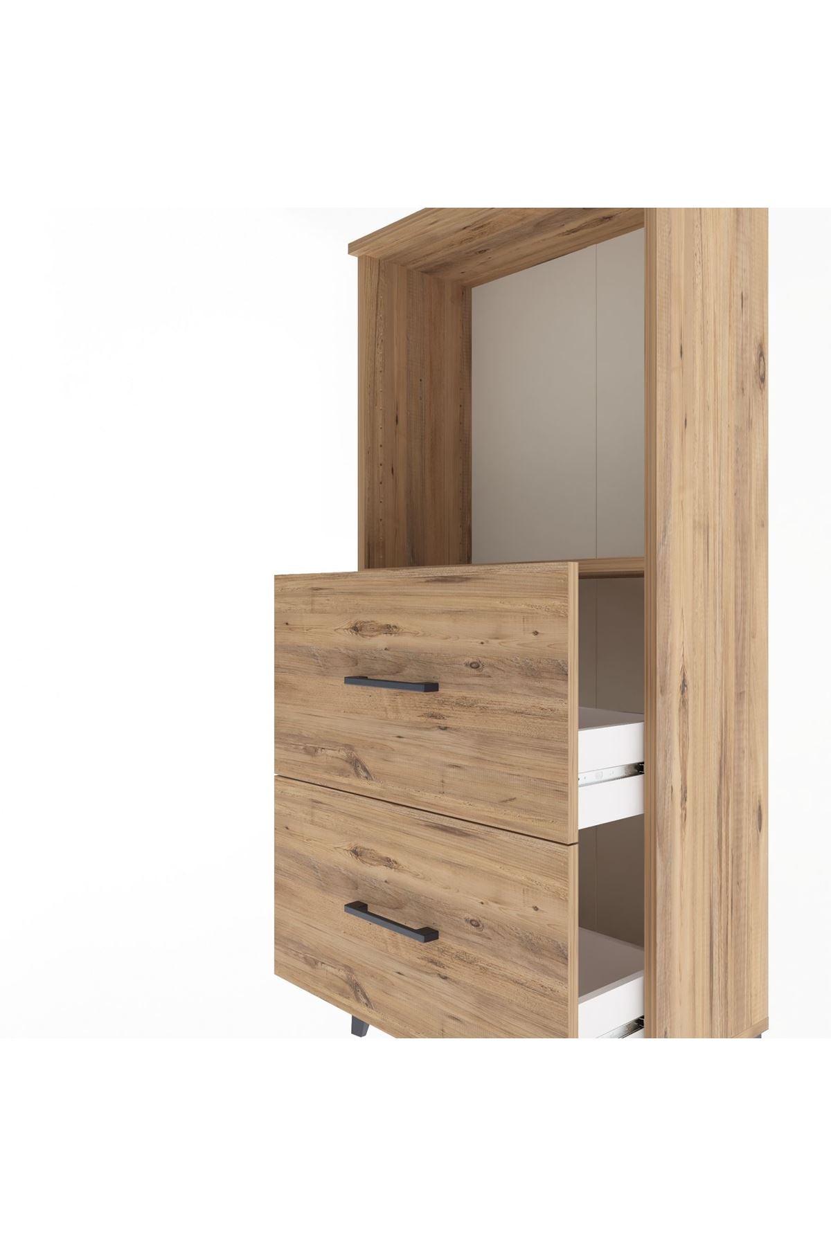 Arges Dolap Tek Raflı 2 Çekmeceli 60x30x134 Çam-Çam