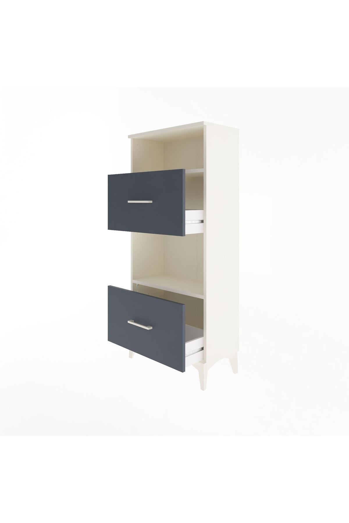 Arges Dolap 2 Raflı 2 Çekmeceli 60x30x134 Aytaşı-Antrasit
