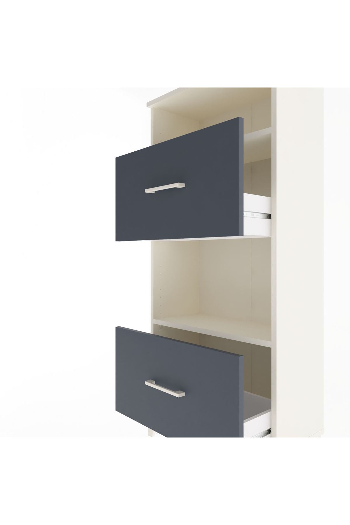 Arges Dolap 2 Raflı 2 Çekmeceli 60x30x134 Aytaşı-Antrasit