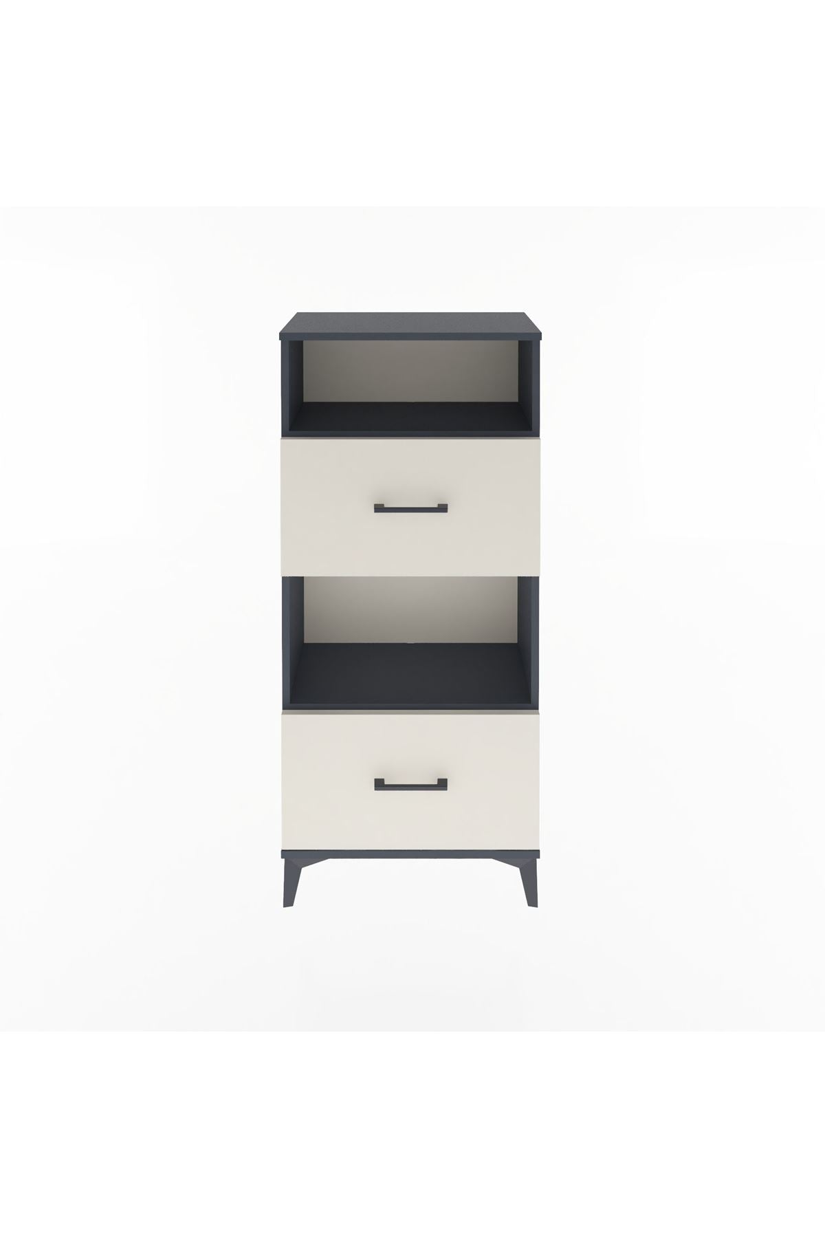 Arges Dolap 2 Raflı 2 Çekmeceli 60x30x134 Antrasit-Aytaşı