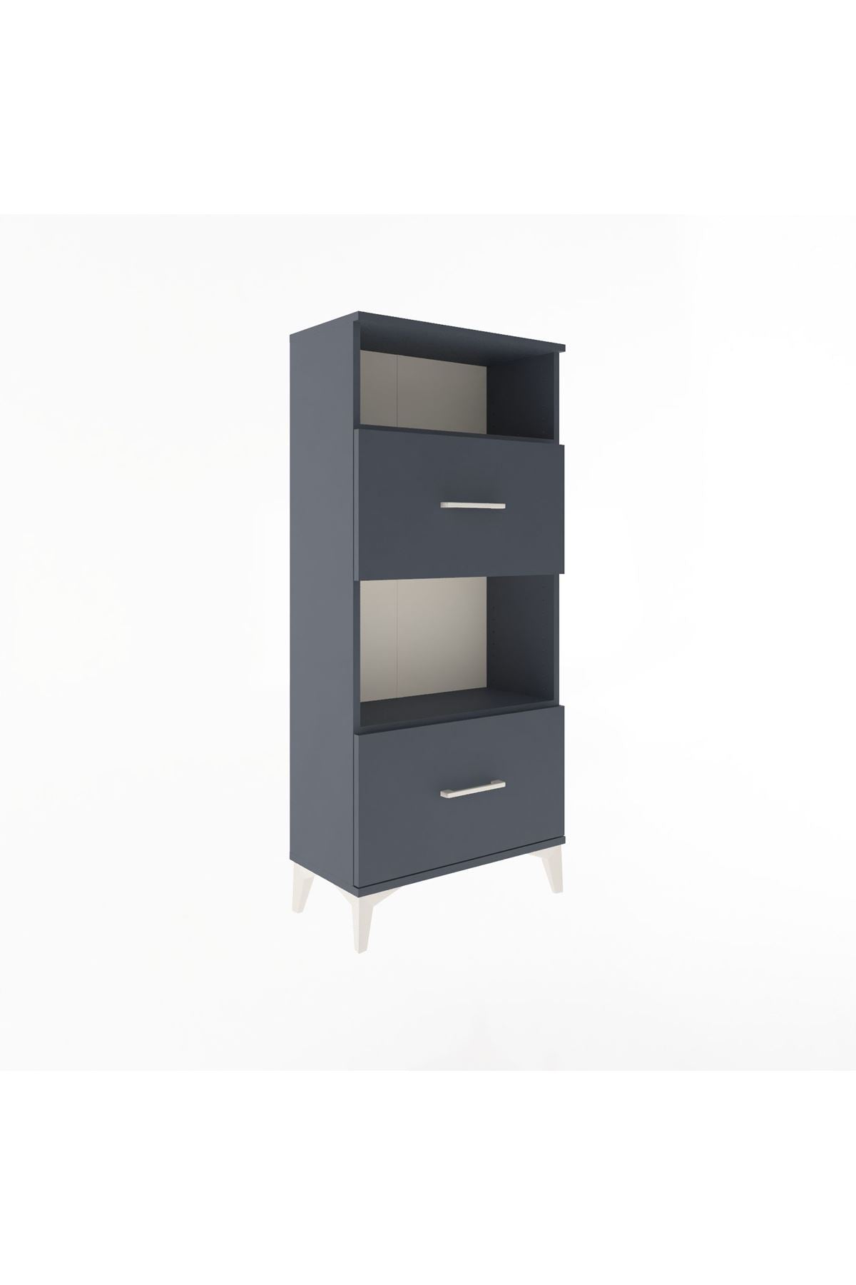 Arges Dolap 2 Raflı 2 Çekmeceli 60x30x134 Antrasit-Antrasit