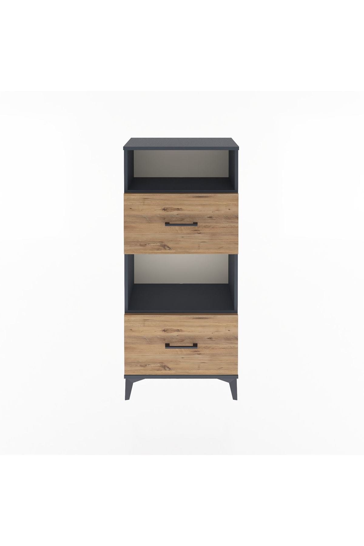 Arges Dolap 2 Raflı 2 Çekmeceli 60x30x134 Antrasit-Çam