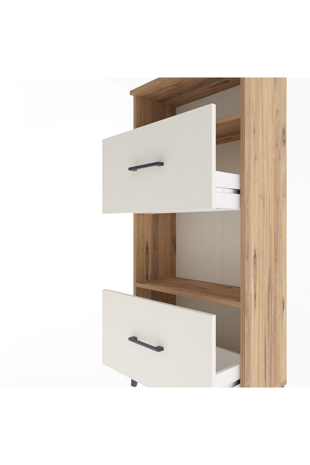 Arges Dolap 2 Raflı 2 Çekmeceli 60x30x134 Çam-Aytaşı