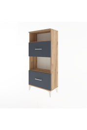 Arges Dolap 2 Raflı 2 Çekmeceli 60x30x134 Çam-Antrasit