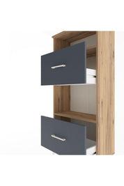 Arges Dolap 2 Raflı 2 Çekmeceli 60x30x134 Çam-Antrasit