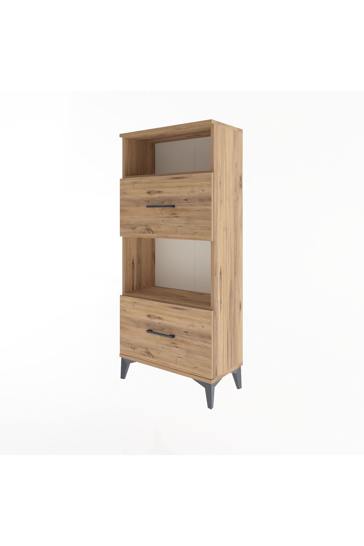 Arges Dolap 2 Raflı 2 Çekmeceli 60x30x134 Çam-Çam