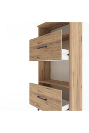 Arges Dolap 2 Raflı 2 Çekmeceli 60x30x134 Çam-Çam