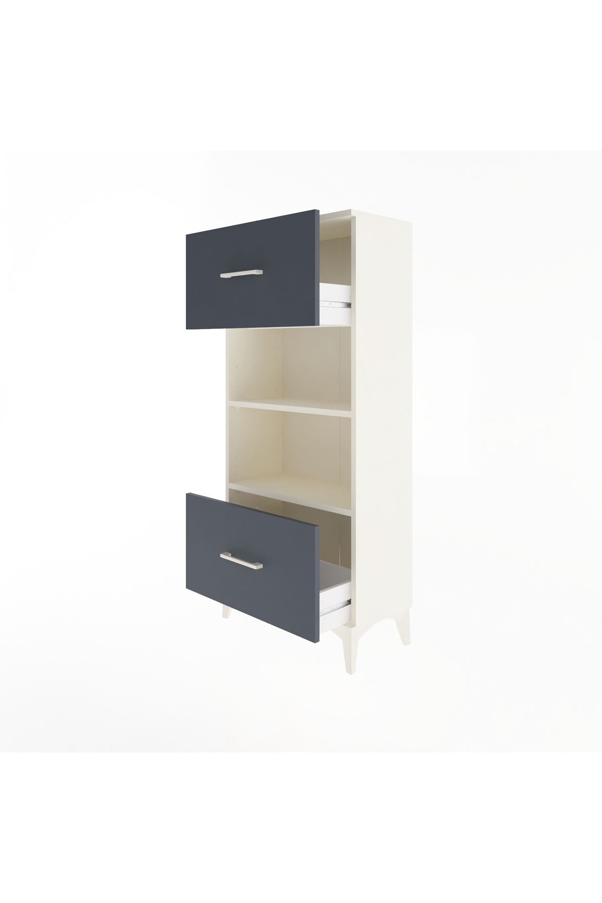 Arges Dolap 2 Raflı 2 Çekmeceli 60x30x134 Aytaşı-Antrasit