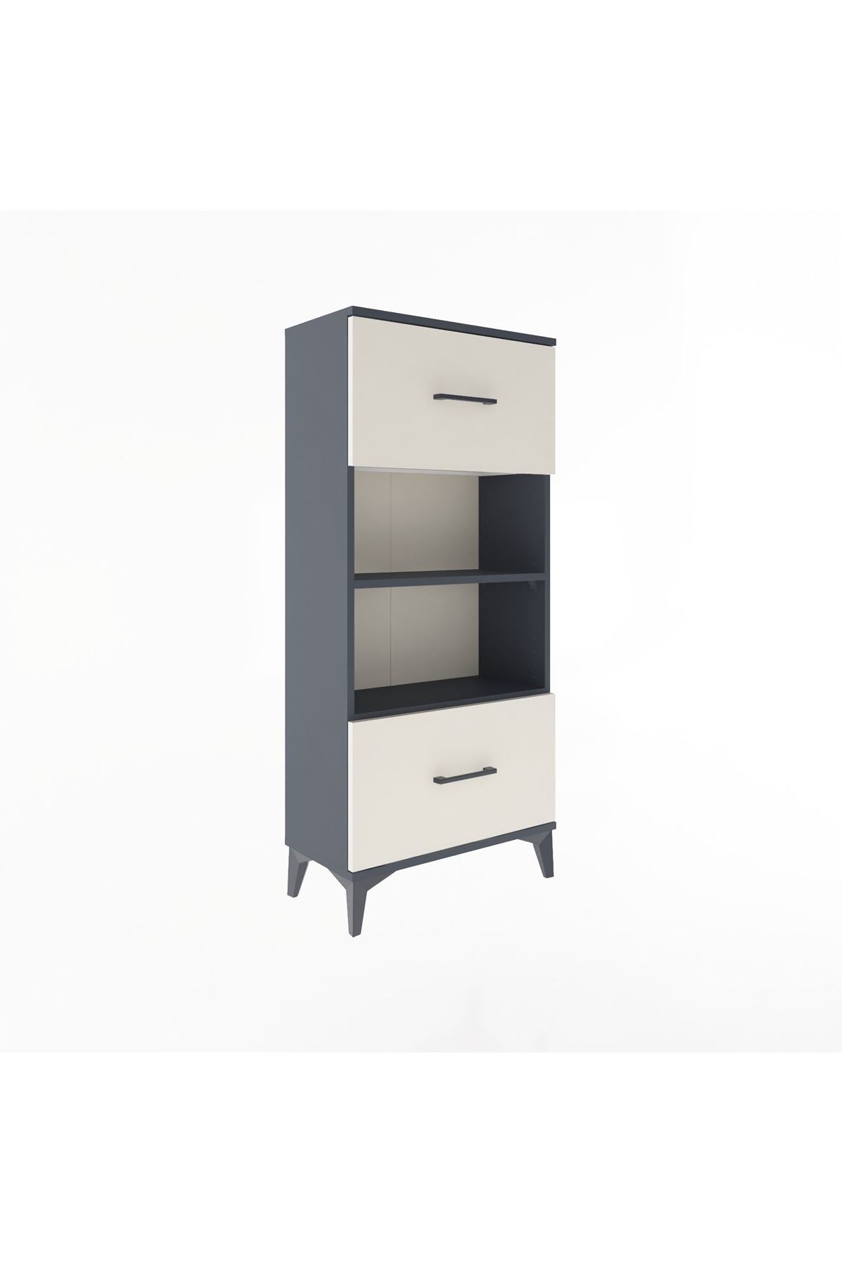 Arges Dolap 2 Raflı 2 Çekmeceli 60x30x134 Antrasit-Aytaşı
