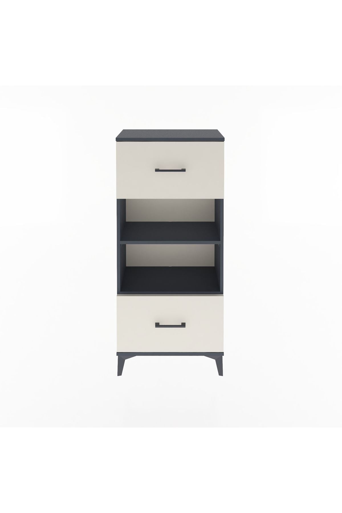 Arges Dolap 2 Raflı 2 Çekmeceli 60x30x134 Antrasit-Aytaşı