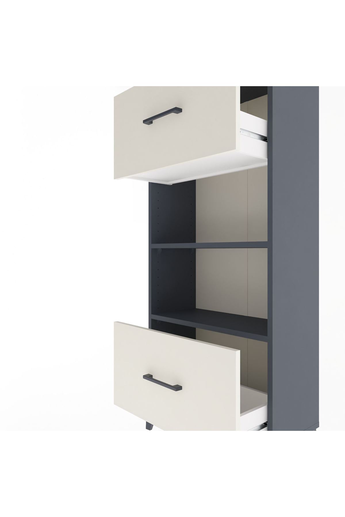 Arges Dolap 2 Raflı 2 Çekmeceli 60x30x134 Antrasit-Aytaşı