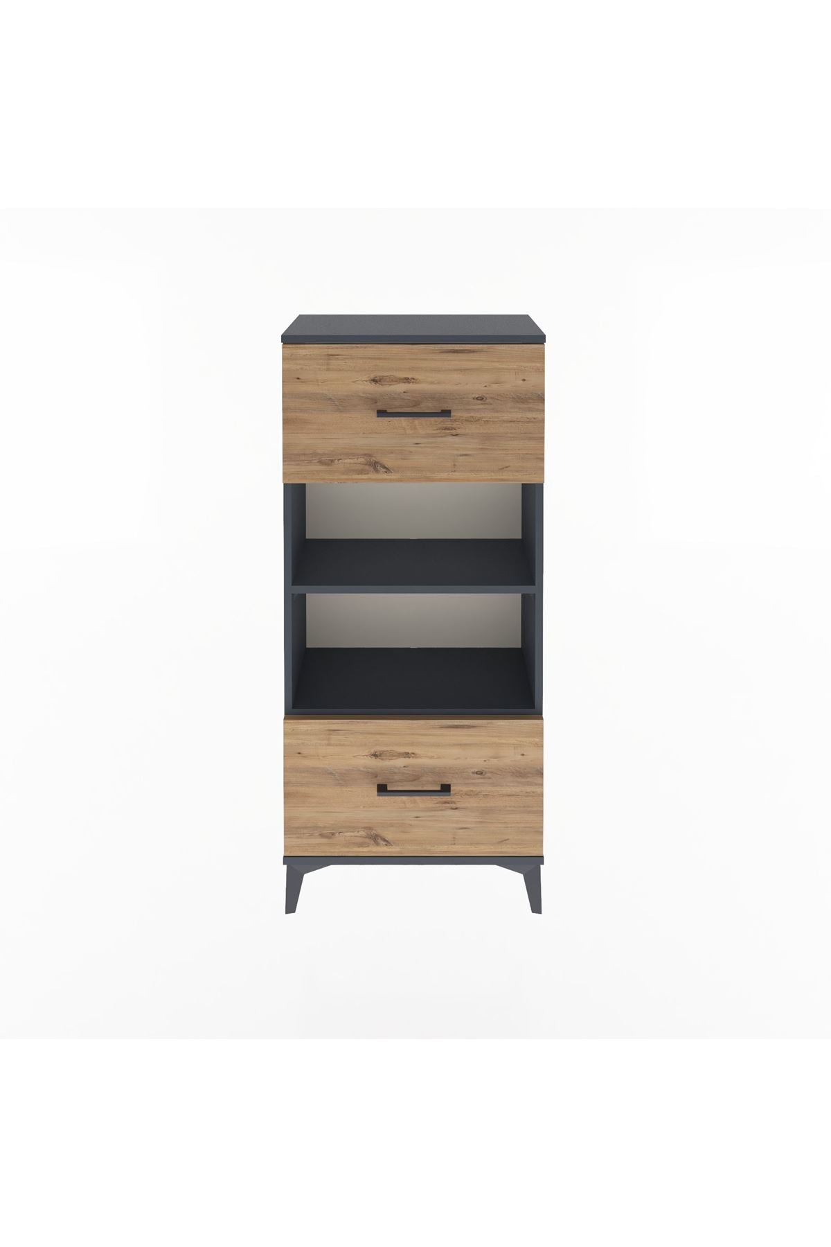 Arges Dolap 2 Raflı 2 Çekmeceli 60x30x134 Antrasit-Çam