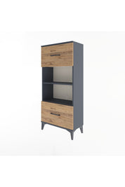 Arges Dolap 2 Raflı 2 Çekmeceli 60x30x134 Antrasit-Çam
