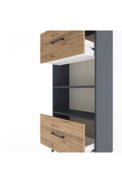 Arges Dolap 2 Raflı 2 Çekmeceli 60x30x134 Antrasit-Çam