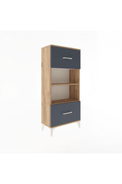 Arges Dolap 2 Raflı 2 Çekmeceli 60x30x134 Çam-Antrasit