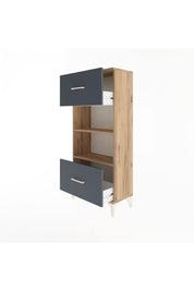 Arges Dolap 2 Raflı 2 Çekmeceli 60x30x134 Çam-Antrasit