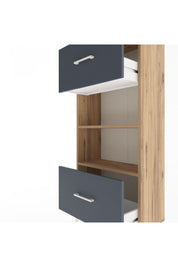 Arges Dolap 2 Raflı 2 Çekmeceli 60x30x134 Çam-Antrasit