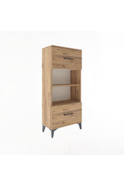 Arges Dolap 2 Raflı 2 Çekmeceli 60x30x134 Çam-Çam