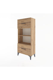 Arges Dolap 2 Raflı 2 Çekmeceli 60x30x134 Çam-Çam