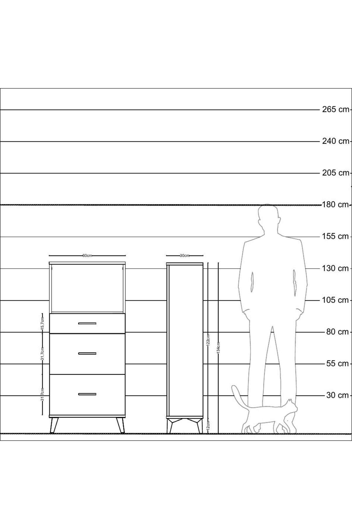 Arges Dolap Tek Raflı 3 Çekmeceli 60x30x134 Aytaşı-Aytaşı