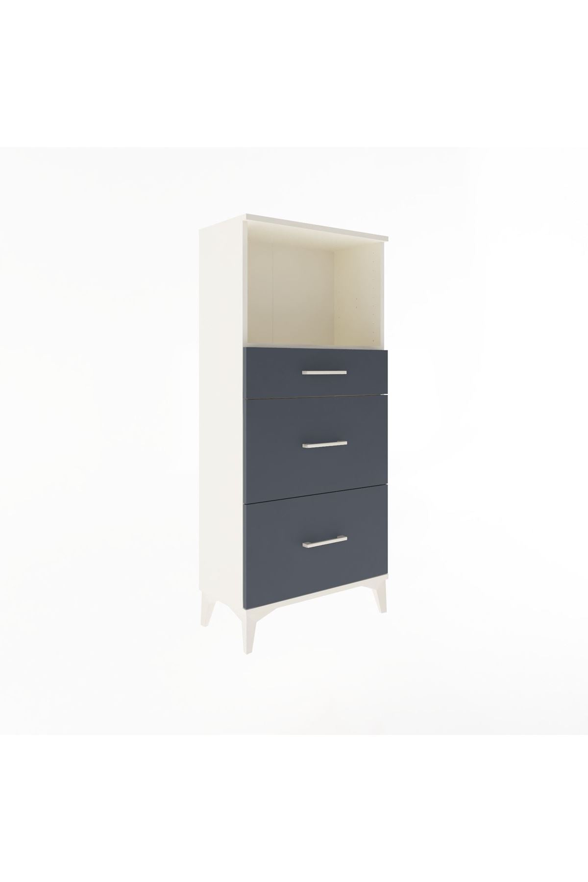 Arges Dolap Tek Raflı 3 Çekmeceli 60x30x134 Aytaşı-Antrasit