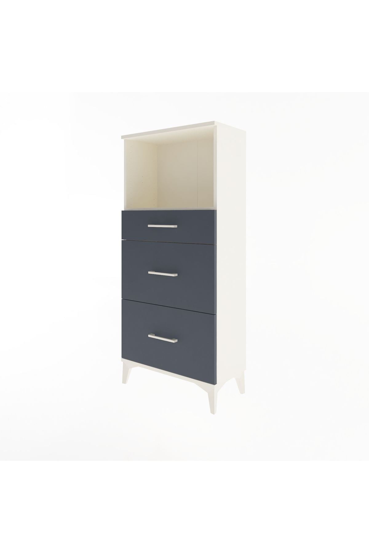 Arges Dolap Tek Raflı 3 Çekmeceli 60x30x134 Aytaşı-Antrasit