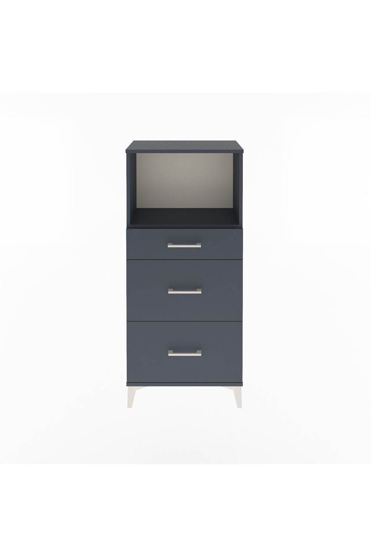 Arges Dolap Tek Raflı 3 Çekmeceli 60x30x134 Antrasit-Antrasit