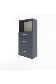 Arges Dolap Tek Raflı 3 Çekmeceli 60x30x134 Antrasit-Antrasit