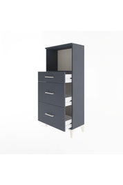 Arges Dolap Tek Raflı 3 Çekmeceli 60x30x134 Antrasit-Antrasit