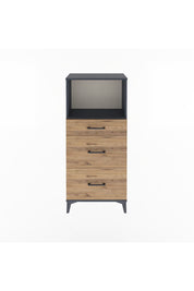 Arges Dolap Tek Raflı 3 Çekmeceli 60x30x134 Antrasit-Çam