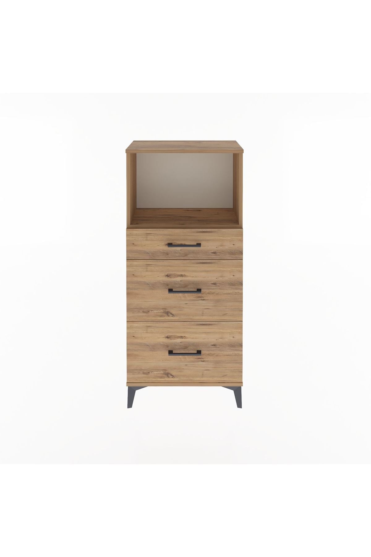 Arges Dolap Tek Raflı 3 Çekmeceli 60x30x134 Çam-Çam