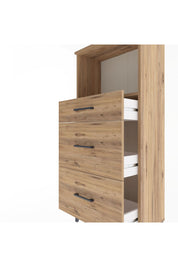 Arges Dolap Tek Raflı 3 Çekmeceli 60x30x134 Çam-Çam